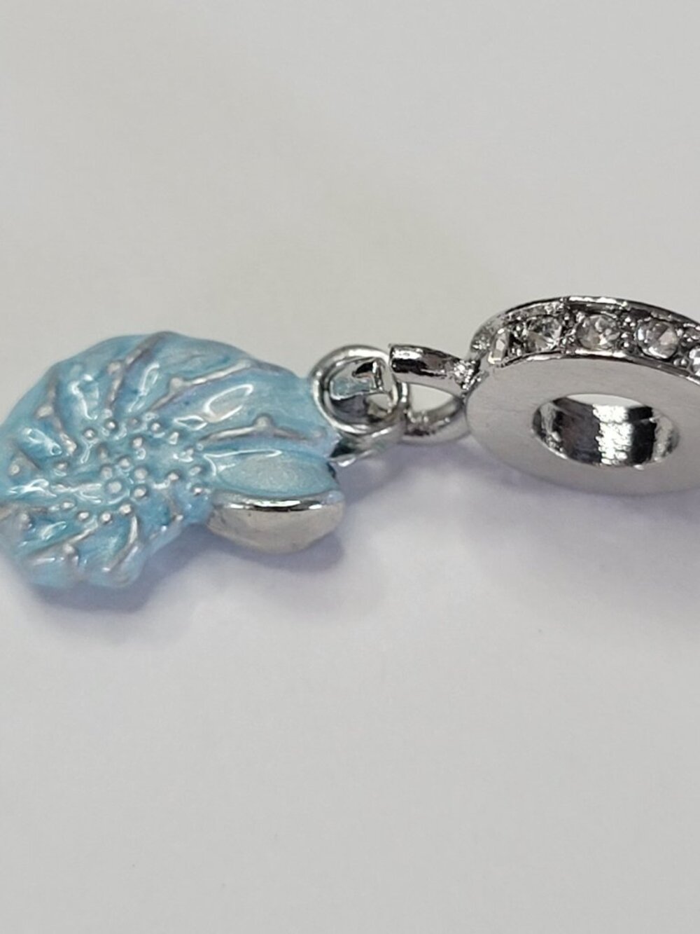 NWT For Pandora Charm Bracelets Blue Enameled Silver Nautilus Sea Shell Dangle - Picture 3 of 5